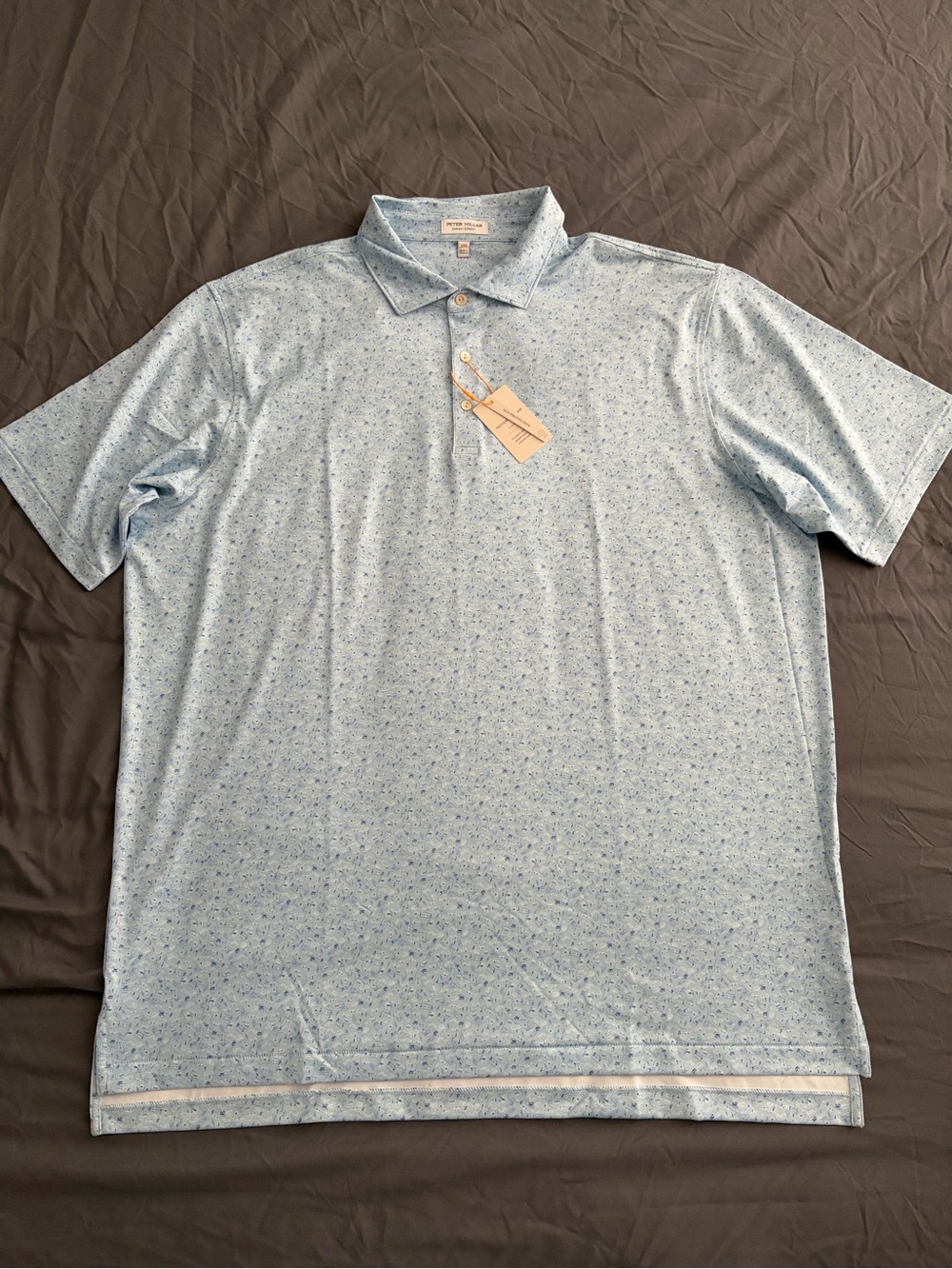 Peter Millar Summer Comfort Golf Polo “Melody” Print | Men’s 2XL | $118 Blue NEW